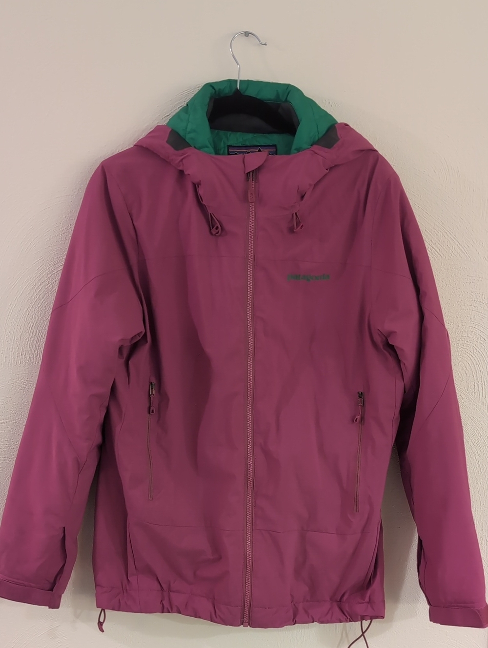 Patagonia Women's Magenta Ski Jacket with Green Hood Lining